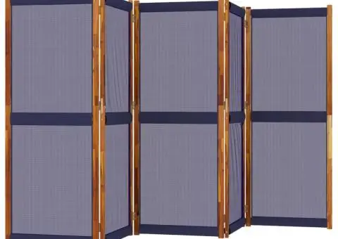 Paravan de cameră cu 5 panouri, albastru închis, 350x180 cm - 3/5