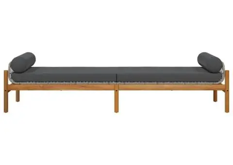 Bancă de grădină cu pernă, gri, poliratan/lemn acacia - 4/5