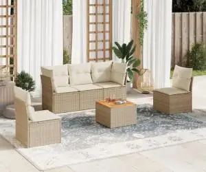 vidaXL Set canapele de grădină cu perne, 6 piese, bej, poliratan