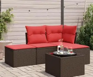 vidaXL Set canapele de grădină cu perne, 5 piese, maro, poliratan