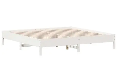 Cadru de pat fără saltea, alb, 180x200 cm, lemn masiv pin - 2/5