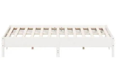 Cadru de pat fără saltea, alb, 180x200 cm, lemn masiv pin - 5/5