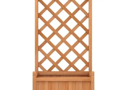 Jardinieră cu spalier, maro, lemn masiv de brad - 4/5