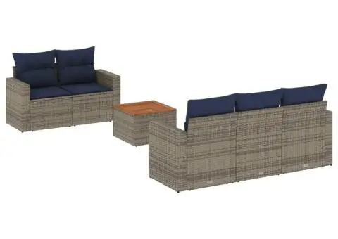 Set canapele de grădină cu perne, 6 piese, gri, poliratan - 2/3