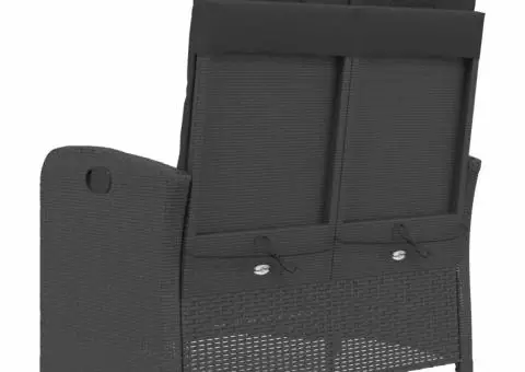 Bancă de grădină rabatabilă cu perne, negru, poliratan - 5/5