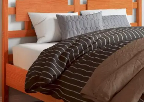 Tăblie de pat, maro ceruit, 135 cm, lemn masiv de pin - 1/5