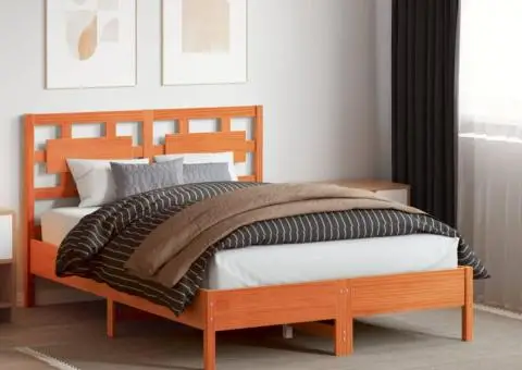 Tăblie de pat, maro ceruit, 135 cm, lemn masiv de pin - 3/5