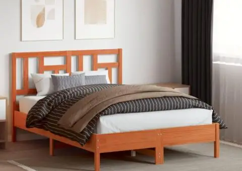 Tăblie de pat, maro ceruit, 135 cm, lemn masiv de pin - 3/5