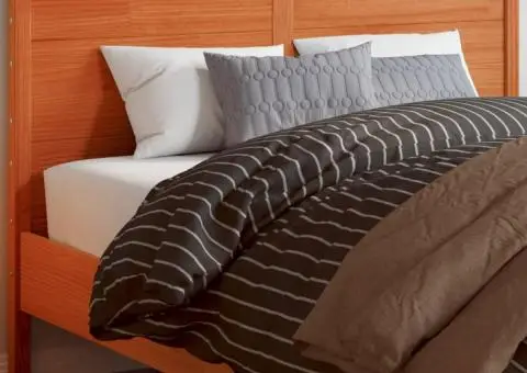 Tăblie de pat, maro ceruit, 135 cm, lemn masiv de pin - 1/5