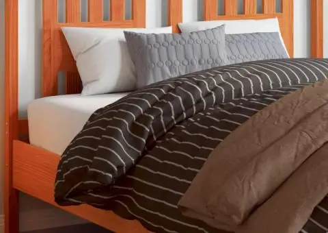 Tăblie de pat, maro ceruit, 140 cm, lemn masiv de pin - 1/5