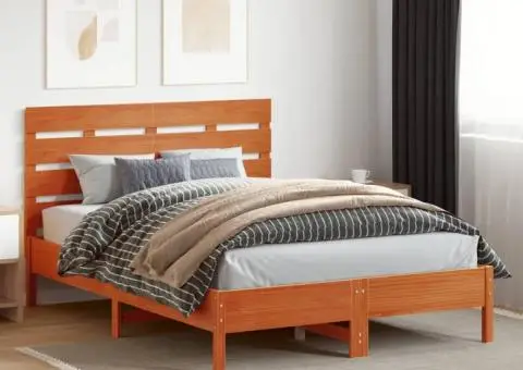 Tăblie de pat, maro ceruit, 150 cm, lemn masiv de pin - 3/5