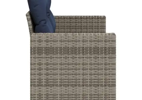 Canapea de grădină cu perne, 2 locuri, gri, poliratan - 5/5