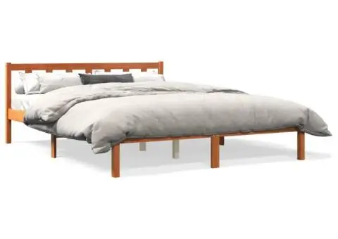 Cadru de pat fără saltea, maro ceruit 150x200 cm lemn masiv pin - 2/5