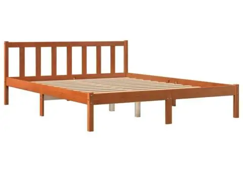 Cadru de pat fără saltea, maro ceruit 150x200 cm lemn masiv pin - 3/5
