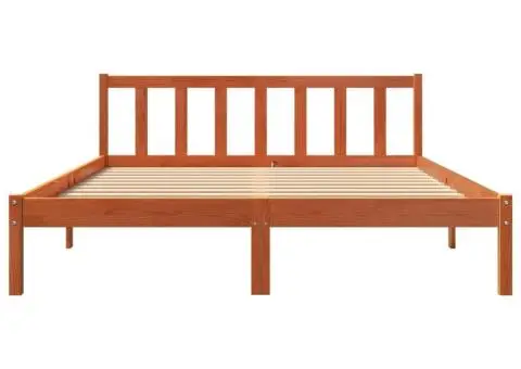 Cadru de pat fără saltea, maro ceruit 150x200 cm lemn masiv pin - 4/5