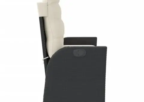 Bancă de grădină rabatabilă cu perne, negru, poliratan - 4/5