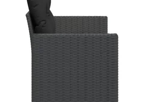 Canapea de grădină cu perne, 2 locuri, negru, poliratan - 5/5