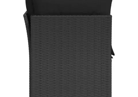 Canapea de grădină cu perne, 2 locuri, negru, poliratan - 5/5