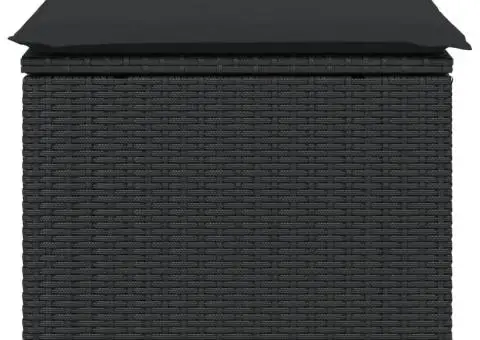 Taburet de grădină cu pernă, negru, 55x55x37 cm, poliratan - 4/5