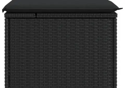 Taburet de grădină cu pernă, negru, 55x55x37 cm, poliratan - 5/5