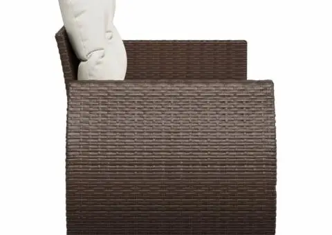 Canapea de grădină cu perne, 2 locuri, maro, poliratan - 5/5