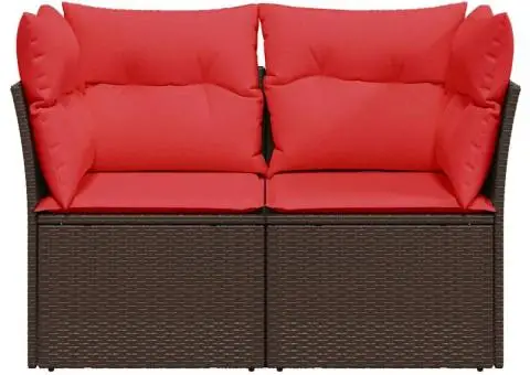 Canapea de grădină cu 2 locuri, maro, din poliratan, cu perne - 4/5