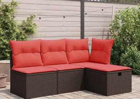 Scaun de grădină cu pernă, maro, 55x55x37 cm, poliratan - 1/5