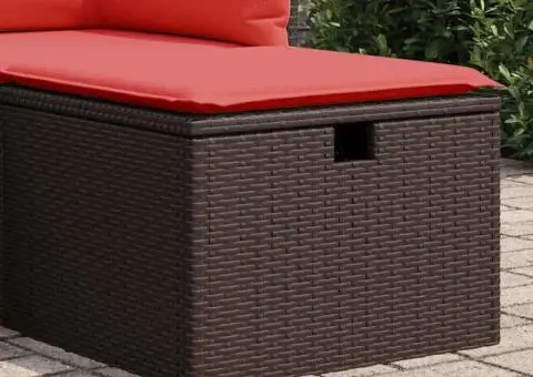 Scaun de grădină cu pernă, maro, 55x55x37 cm, poliratan - 3/5