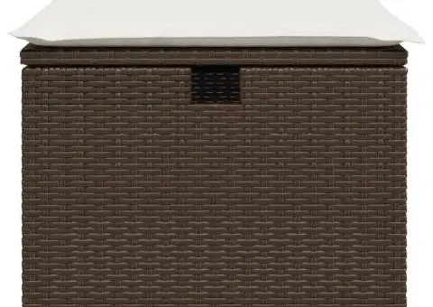 Taburet de grădină cu pernă, maro, 55x55x37 cm, poliratan - 4/5