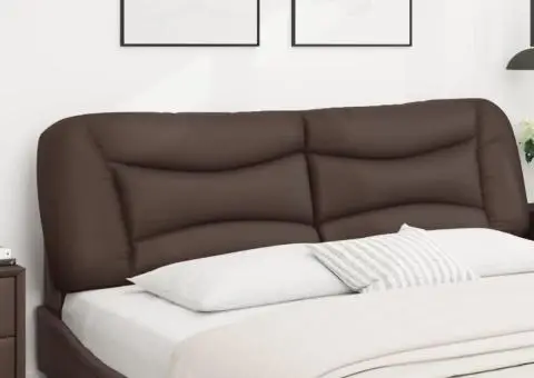 Pernă pentru tăblie pat, maro, 180 cm, piele artificială - 3/5