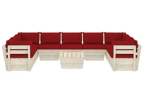 Set mobilier grădină paleți, 10 piese, cu perne, lemn de molid - 3/5