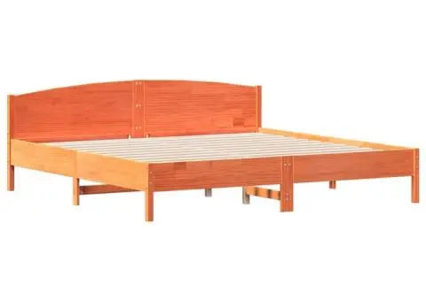 Cadru de pat fără saltea, maro ceruit 200x200 cm lemn masiv pin - 3/5