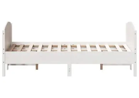 Cadru de pat fără saltea, alb, 120x190 cm, lemn masiv pin - 5/5