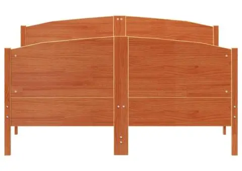 Cadru pat fără saltea, maro ceruit, 135x190 cm, lemn masiv pin - 4/5