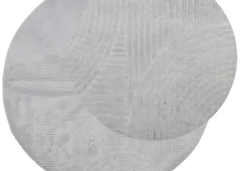 Covor "IZA" aspect scandinav, cu fire scurte, gri, Ø 100 cm - 3/5