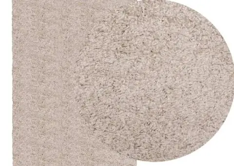 Covor pufos "PAMPLONA" cu fire înalte, bej modern, 60x110 cm - 3/5