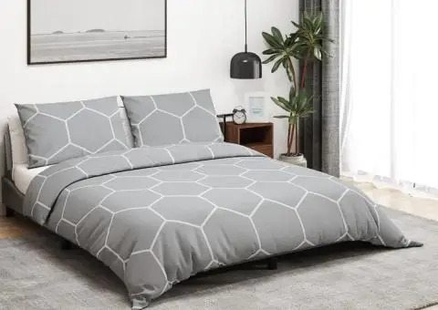 Set cu husă de pilotă, gri, 155x220 cm, bumbac - 1/5