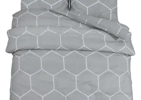 Set cu husă de pilotă, gri, 155x220 cm, bumbac - 2/5