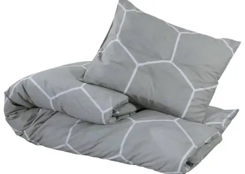 Set cu husă de pilotă, gri, 155x220 cm, bumbac - 3/5