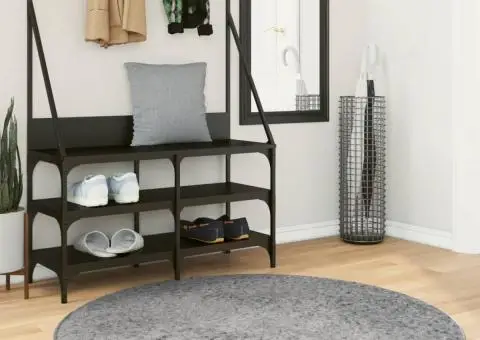 Covor pufos "PAMPLONA" cu fire înalte, gri modern, Ø 120 cm - 1/5