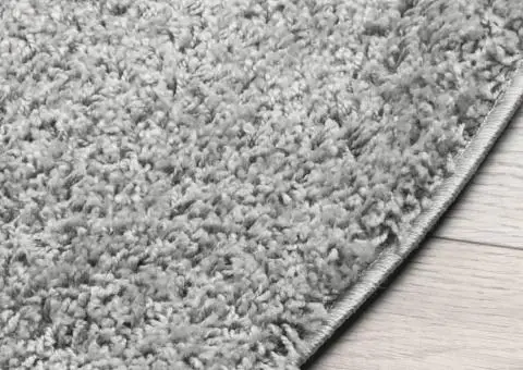 Covor pufos "PAMPLONA" cu fire înalte, gri modern, Ø 120 cm - 4/5