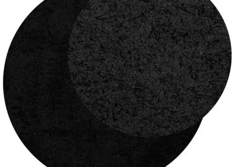 Covor pufos "PAMPLONA" cu fire înalte, negru modern, Ø 240 cm - 3/5