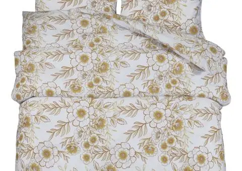 Set cu husă de pilotă, alb și maro, 260x240 cm, bumbac - 2/5