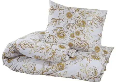 Set cu husă de pilotă, alb și maro, 260x240 cm, bumbac - 3/5