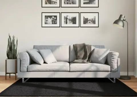 Covor pufos "PAMPLONA" cu fire înalte, negru modern, 120x170 cm - 1/5