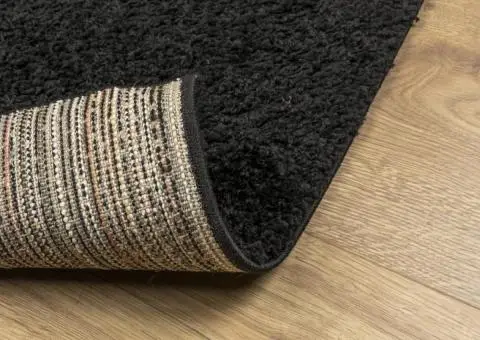 Covor pufos "PAMPLONA" cu fire înalte, negru modern, 120x170 cm - 5/5
