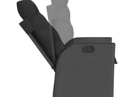 Set mobilier de grădină cu perne, 5 piese, negru, poliratan - 4/5