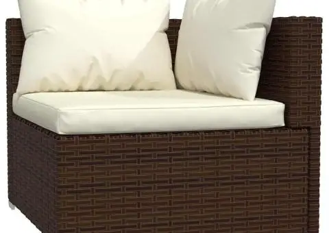 Set mobilier de grădină cu perne, 6 piese, maro, poliratan - 4/5