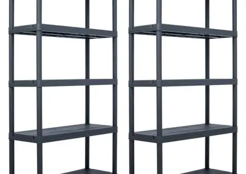 Rafturi de depozitare 2 buc. negru 80x40x180 cm plastic 250 kg - 1/5