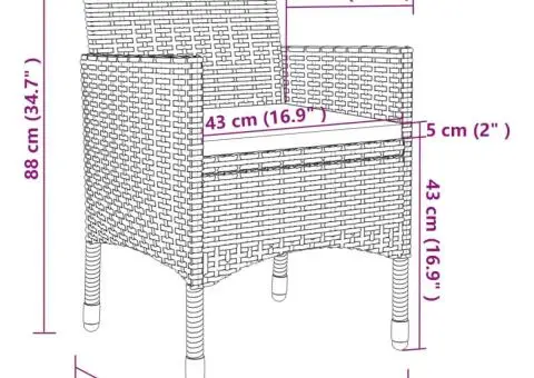 Set mobilier de grădină cu perne, 7 piese, gri, poliratan - 5/5